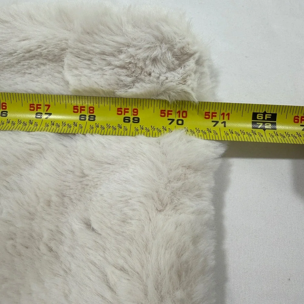 Minky Couture Urban Cream Faux Fur Throw Blanket Large 60x72 Plush Square Grid